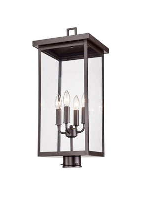 Post Top Lamps Barkeley Outdoor Post Top Lantern - Powder Coated Bronze - Clear Glass - 11in. Diameter - E12 Candelabra Base