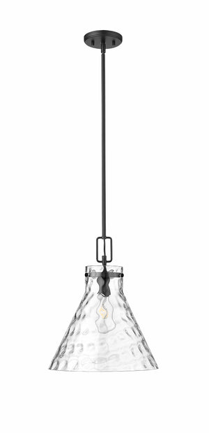 Pendant Fixtures Barlon Pendant - Matte Black - Clear Water Glass - 14in. Diameter - E26 Medium Base