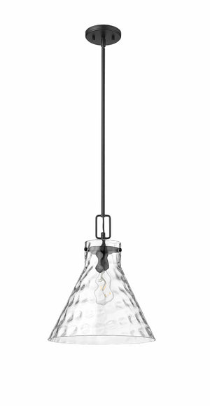 Pendant Fixtures Barlon Pendant - Matte Black - Clear Water Glass - 14in. Diameter - E26 Medium Base