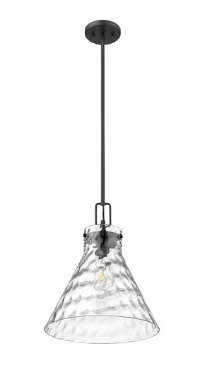 Pendant Fixtures Barlon Pendant - Matte Black - Clear Water Glass - 14in. Diameter - E26 Medium Base