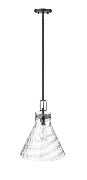 Pendant Fixtures Barlon Pendant - Matte Black - Clear Water Glass - 14in. Diameter - E26 Medium Base