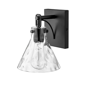 Wall Sconces Barlon Wall Sconce - Matte Black - Clear Water Glass - 7.75in. Extension - E26 Medium Base