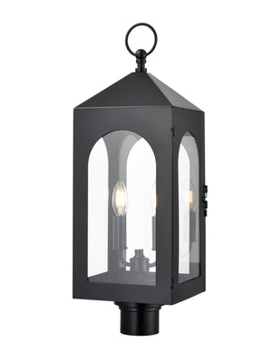 Post Top Lamps Bratton Outdoor Post Top Lantern - Powder Coated Black - Clear Glass - 8.75in. Diameter - E12 Candelabra Base