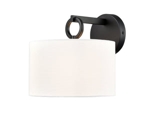 Wall Sconces Braxstan Wall Sconce - Matte Black - White Linen Shade - 11.125in. Extension - E26 Medium Base