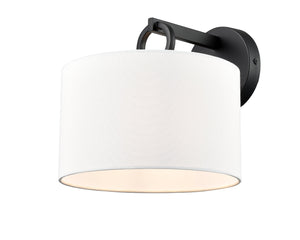 Wall Sconces Braxstan Wall Sconce - Matte Black - White Linen Shade - 11.125in. Extension - E26 Medium Base