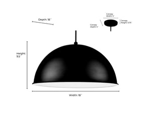 R Series Wide Deep Bowl Pendant - Satin Black - 18in. Diameter - E26 Medium Base