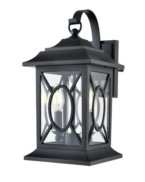 Allbert Outdoor Wall Sconce - Powder Coated Black - Clear Glass - 10.36in. Extension - E12 Candelabra Base