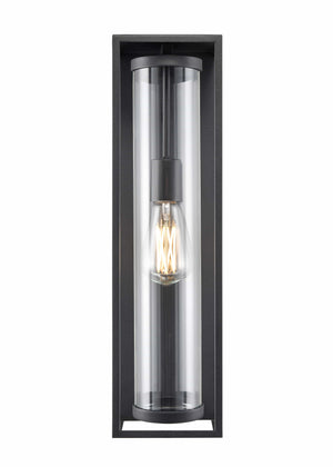 Wall Sconces Caleb Outdoor Wall Sconce - Textured Black - Clear Glass - 20in. Height - E26 Medium Base