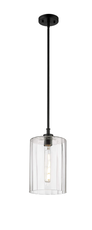 Pendant Fixtures Chastine Pendant - Matte Black - Clear Beveled Glass - 8in. Diameter - E26 Medium Base