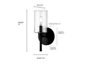 Wall Sconces Chastine Wall Sconce - Matte Black - Clear Beveled Glass - 5.5in. Extension - E12 Candelabra Base