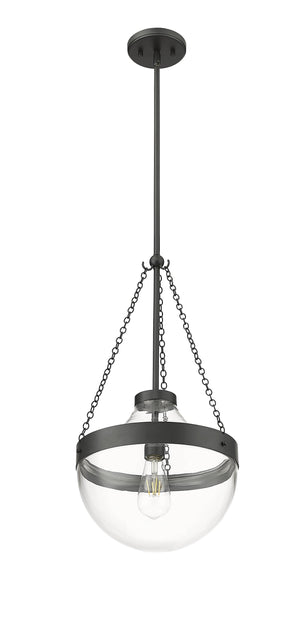 Pendant Fixtures Clarra Pendant - Matte Black - Clear Glass - 12in. Diameter - E26 Medium Base