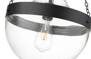 Pendant Fixtures Clarra Pendant - Matte Black - Clear Glass - 12in. Diameter - E26 Medium Base