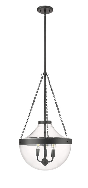 Pendant Fixtures Clarra Pendant - Matte Black - Clear Glass - 15.7in. Diameter - E12 Candelabra Base