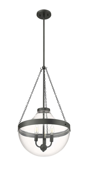 Pendant Fixtures Clarra Pendant - Matte Black - Clear Glass - 15.7in. Diameter - E12 Candelabra Base