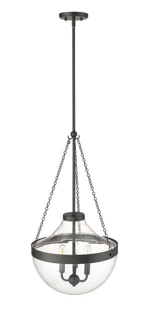 Pendant Fixtures Clarra Pendant - Matte Black - Clear Glass - 15.7in. Diameter - E12 Candelabra Base