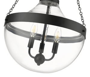 Pendant Fixtures Clarra Pendant - Matte Black - Clear Glass - 15.7in. Diameter - E12 Candelabra Base