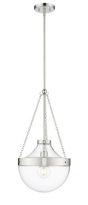 Pendant Fixtures Clarra Pendant - Polished Nickel - Clear Glass - 12in. Diameter - E26 Medium Base