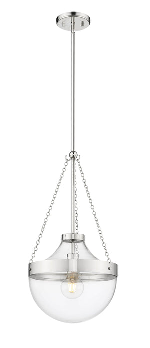 Pendant Fixtures Clarra Pendant - Polished Nickel - Clear Glass - 12in. Diameter - E26 Medium Base