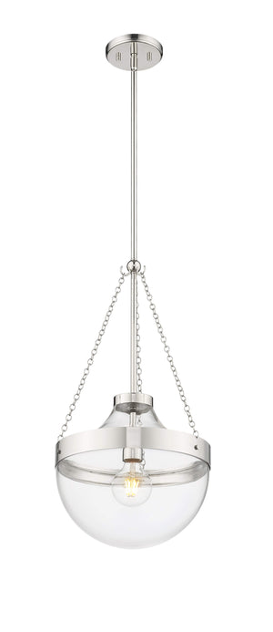 Pendant Fixtures Clarra Pendant - Polished Nickel - Clear Glass - 12in. Diameter - E26 Medium Base