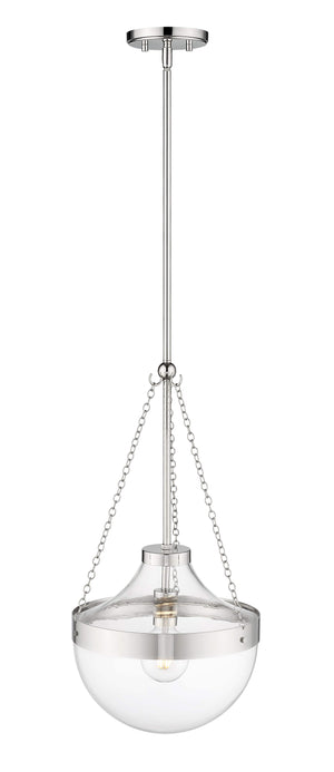 Pendant Fixtures Clarra Pendant - Polished Nickel - Clear Glass - 12in. Diameter - E26 Medium Base