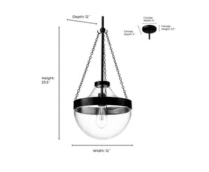 Pendant Fixtures Clarra Pendant - Polished Nickel - Clear Glass - 12in. Diameter - E26 Medium Base