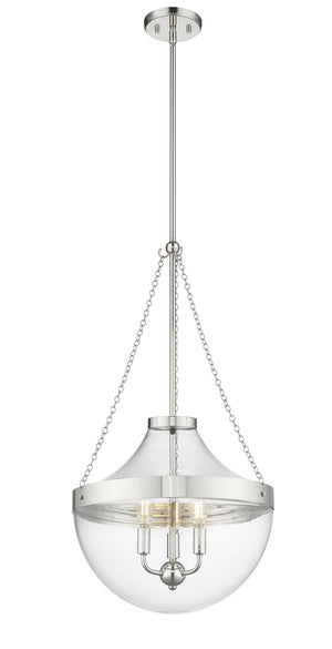 Pendant Fixtures Clarra Pendant - Polished Nickel - Clear Glass - 15.7in. Diameter - E12 Candelabra Base