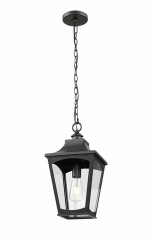 Pendant Fixtures Curry Outdoor Hanging Lantern - Powder Coated Black - Clear Glass - 9in. Diameter - E26 Medium Base