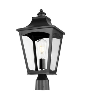 Post Top Lamps Curry Outdoor Post Top Lantern - Powder Coated Black - Clear Glass - 9in. Diameter - E26 Medium Base