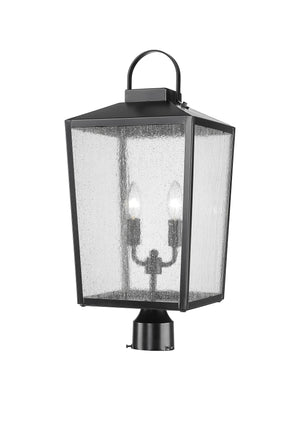 Post Top Lamps Devens Outdoor Post Top Lantern - Powder Coated Black - Clear Seeded Glass - 10in. Diameter - E12 Candelabra Base