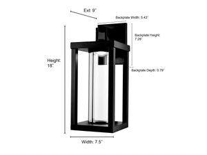 Wall Sconces Dumont LED Wall Sconce - Powder Coated Black - Clear Glass - 11W Integrated LED Module - 450 Lm - 3000K Warm White