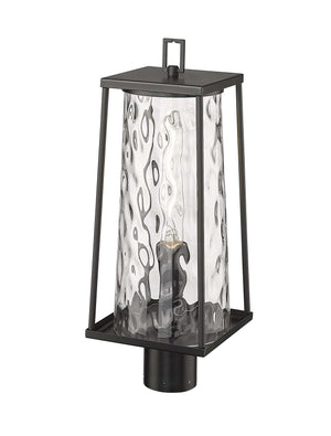 Post Top Lamps Dutton Outdoor Post Top Lantern - Powder Coated Black - Clear Water Textured Glass - 7.5in. Diameter - E26 Medium Base