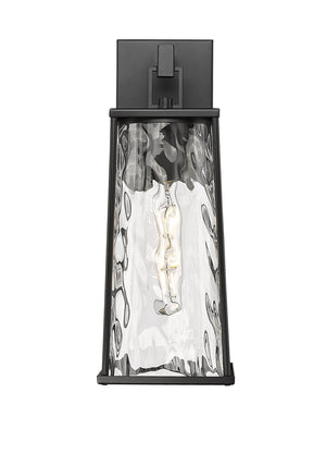 Wall Sconces Dutton Outdoor Wall Sconce - Powder Coated Black - Clear Water Textured Glass - 6.75in. Extension - E26 Medium Base