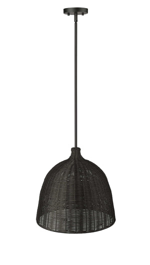 Pendant Fixtures Elise Pendant - Matte Black - Black Rattan Shade - 16in. Diameter - E26 Medium Base