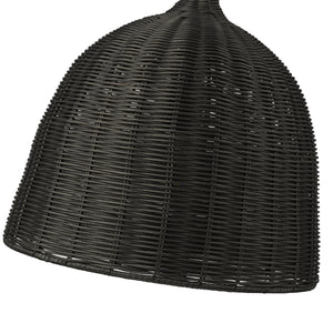 Pendant Fixtures Elise Pendant - Matte Black - Black Rattan Shade - 16in. Diameter - E26 Medium Base