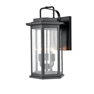 Wall Sconces Ellis Outdoor Wall Sconce - Powder Coat Black - Clear Seeded Glass - 11in. Extension - E12 Candelabra Base