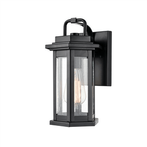 Wall Sconces Ellis Outdoor Wall Sconce - Powder Coat Black - Clear Seeded Glass - 7in. Extension - E26 Medium Base