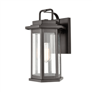 Wall Sconces Ellis Outdoor Wall Sconce - Powder Coat Bronze - Clear Seeded Glass - 9in. Extension - E26 Medium Base