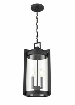 Pendant Fixtures Ellway Outdoor Hanging Lantern - Textured Black - Clear Glass - 9.75in. Diameter - E12 Candelabra Base