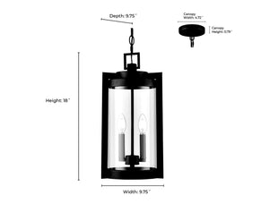 Pendant Fixtures Ellway Outdoor Hanging Lantern - Textured Black - Clear Glass - 9.75in. Diameter - E12 Candelabra Base