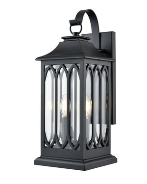 Mallorey Outdoor Wall Sconce - Powder Coated Black - Clear Glass - 9.83in. Extension - E12 Candelabra Base