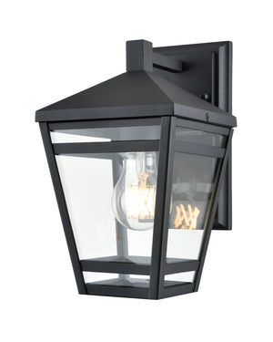 Seager Outdoor Wall Sconce - Textured Black - Clear Glass - 7.375in. Extension - E26 Medium Base