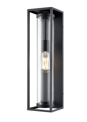 Caleb Outdoor Wall Sconce - Textured Black - Clear Glass - 20in. Height - E26 Medium Base