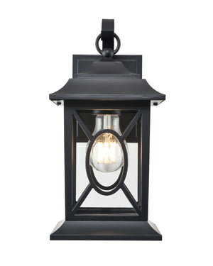 Allbert Outdoor Wall Sconce - Powder Coated Black - Clear Glass - 7.81in. Extension - E26 Medium Base