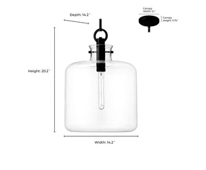 Pendant Fixtures Hayloft Pendant - Matte Black - Clear Glass - 14.2in. Diameter - E26 Medium Base