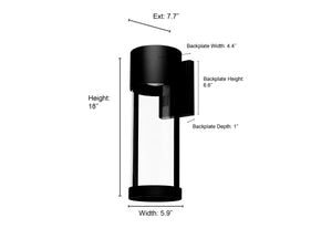 Trefor LED Wall Sconce - Powder Coated Black - Clear Glass - 9W Integrated LED Module - 446 Lm - 3000K Warm White