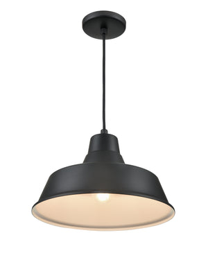 R Series Classic Warehouse Pendant - Satin Black - 14in. Diameter - E26 Medium Base