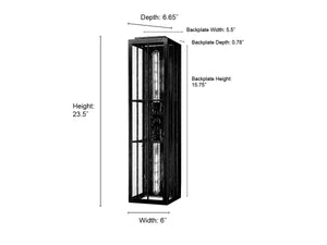 Wall Sconces Jaxson Outdoor Wall Sconce - Powder Coated Black - Clear Seeded Glass - 6.5in. Extension - E26 Medium Base