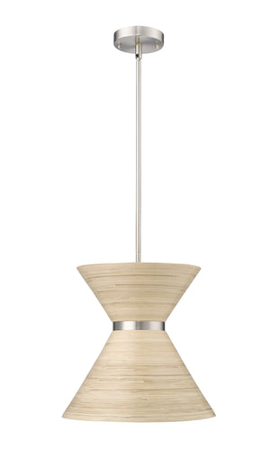 Pendant Fixtures Jaycen Pendant - Brushed Nickel - Natural Bamboo Shade - 13.62in. Diameter - E26 Medium Base