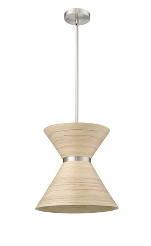 Pendant Fixtures Jaycen Pendant - Brushed Nickel - Natural Bamboo Shade - 13.62in. Diameter - E26 Medium Base