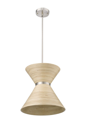 Pendant Fixtures Jaycen Pendant - Brushed Nickel - Natural Bamboo Shade - 13.62in. Diameter - E26 Medium Base